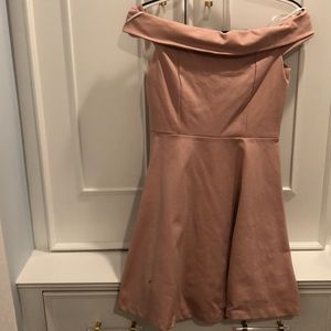 Lulu’s Off the Shoulder Blush Dress